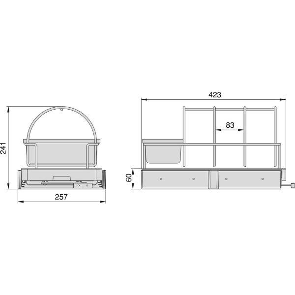 Plateau pour accessoires de cuisine fixation par le bas et extraction manuelle - EMU-0305