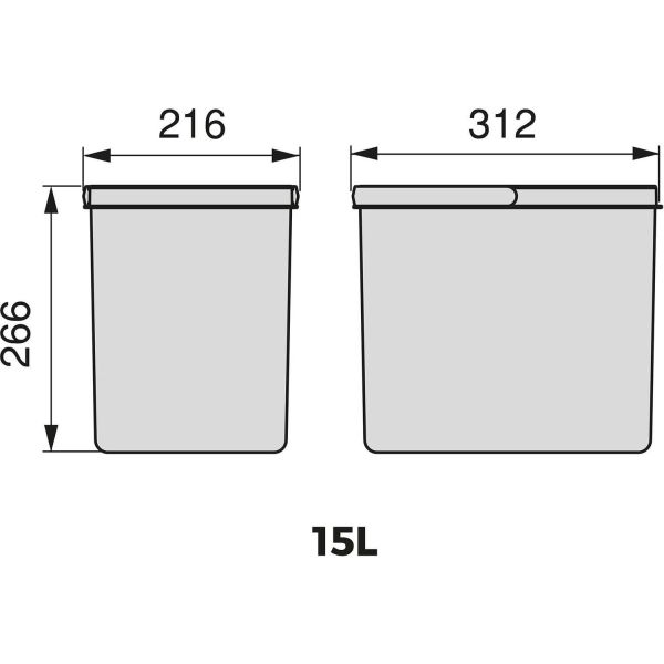 Poubelle pour tiroir de cuisine 15 litres Recycle - EMU-0179