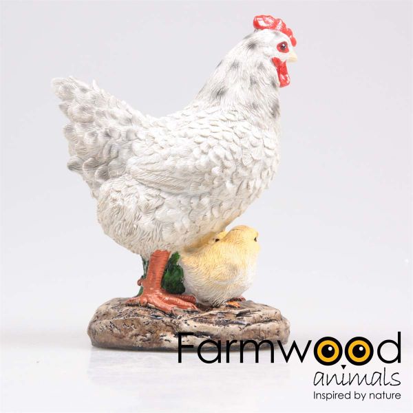 Poule avec poussins en résine 15 x 11 x 20 cm - Farmwood animals