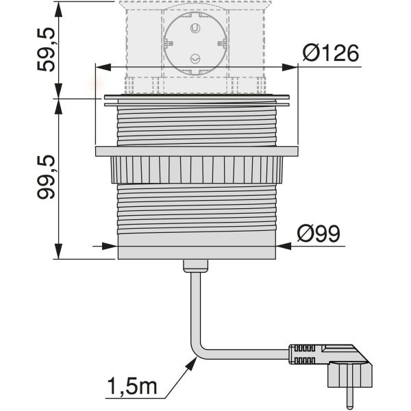 Prise escamotable Vertikal Push 100 mm - EMU-0108