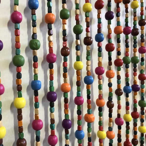 Rideau de porte Perles de bois multicolores - MOR-0150