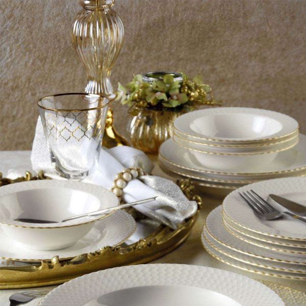 Service de table en porcelaine Valérie 24 pièces - HANAH HOME