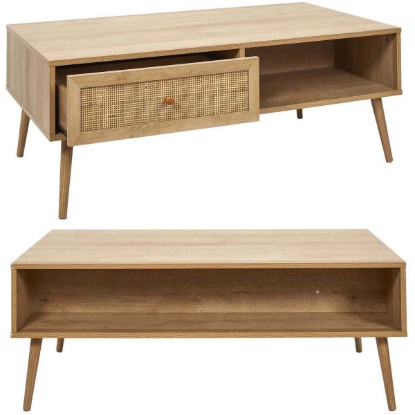 Set meuble TV en bois 2 portes et table basse 1 tiroir Bali - 311