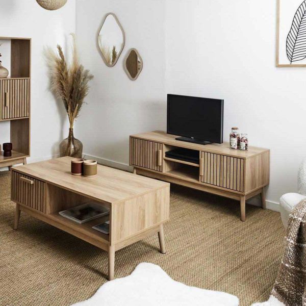 Set meuble TV et table basse en bois Klaus - THE HOME DECO FACTORY