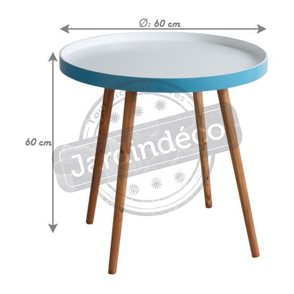 Table d'appoint en bois et MDF laqué bleu - AUBRY GASPARD