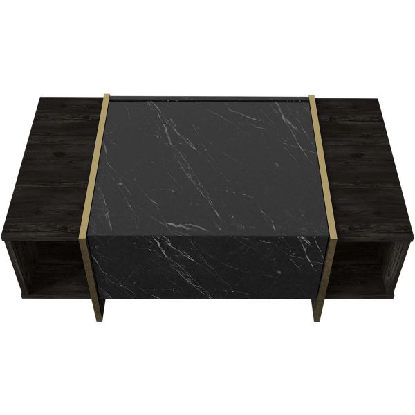 Table basse en aggloméré imitation marbre noir Veyron - 5