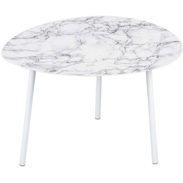Table basse en métal imitation marbre Ovoid 67 x 60 cm