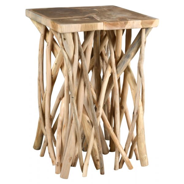 Table d'appoint teck pied branchage Puzzle