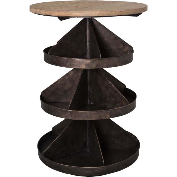 Table avec 3 casiers pivotants en fer et bois 60 x 87.5 cm
