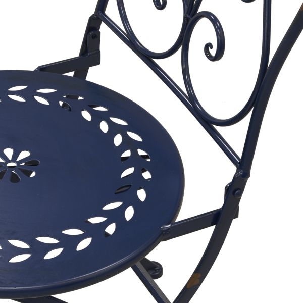 Table et chaises de jardin en métal laqué bleu antique - AUB-5083