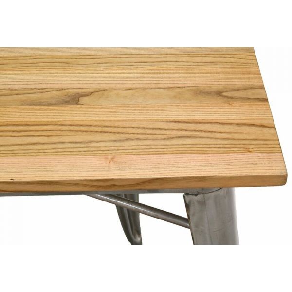 Table industrielle en métal et bois d'orme huilé - AUB-4468
