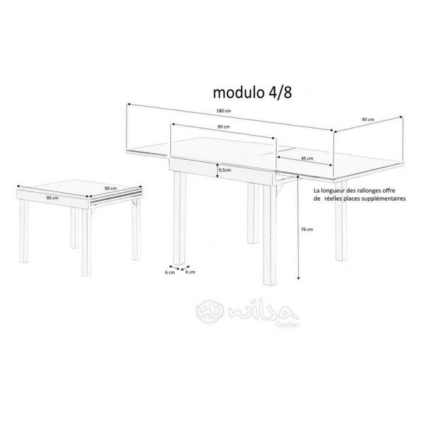 Table jardin Modulo 4 à 8 personnes - WIS-0119