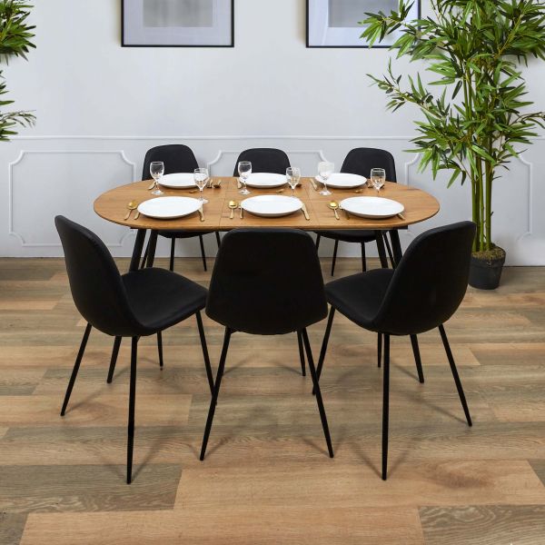 Table repas extensible en métal et bois 4 à 6 personnes - THE HOME DECO FACTORY