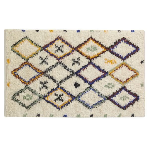Tapis berbère en laine et coton tuftés multicolores