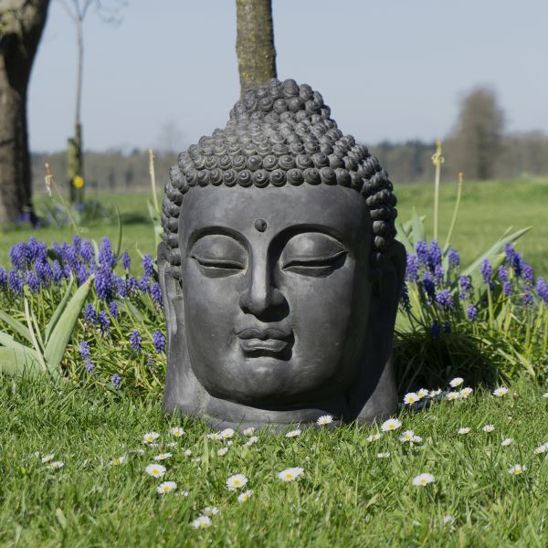 Tête de bouddha en fibres pour jardin 31 x 30 x 42 cm - Stonelite
