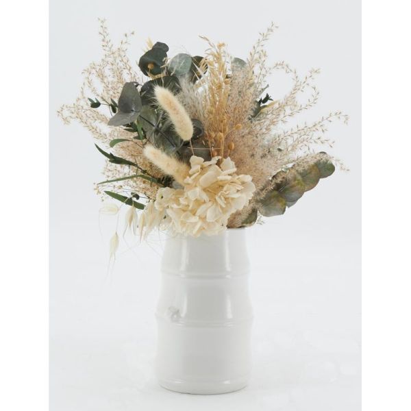 Vase céramique blanc design bambou - 5