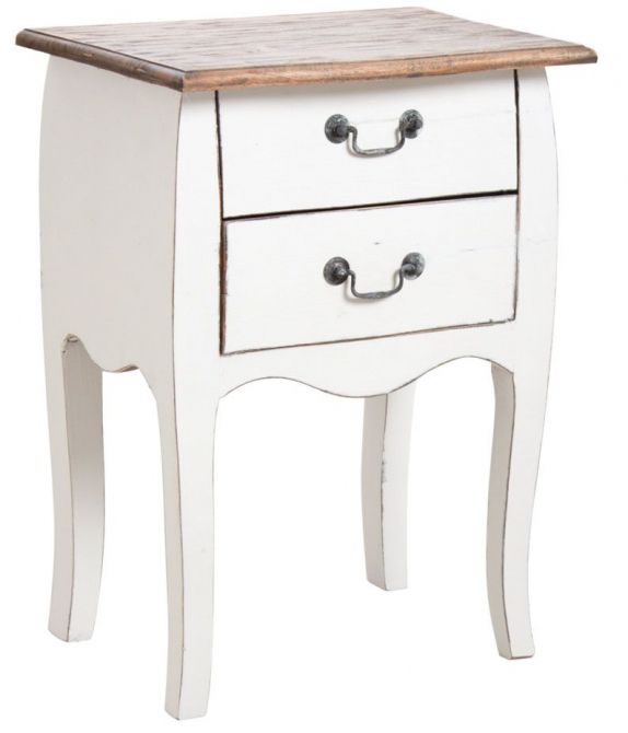 Table de nuit 2 tiroirs en bois blanc