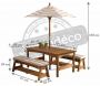 Ensemble table et bancs d'extérieur avec parasol enfant - KID-0331