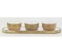 Plateau + 3 bols en manguier et résine blancs - AUB-5628