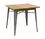 Table carrée industrielle en métal et bois d'orme huilé