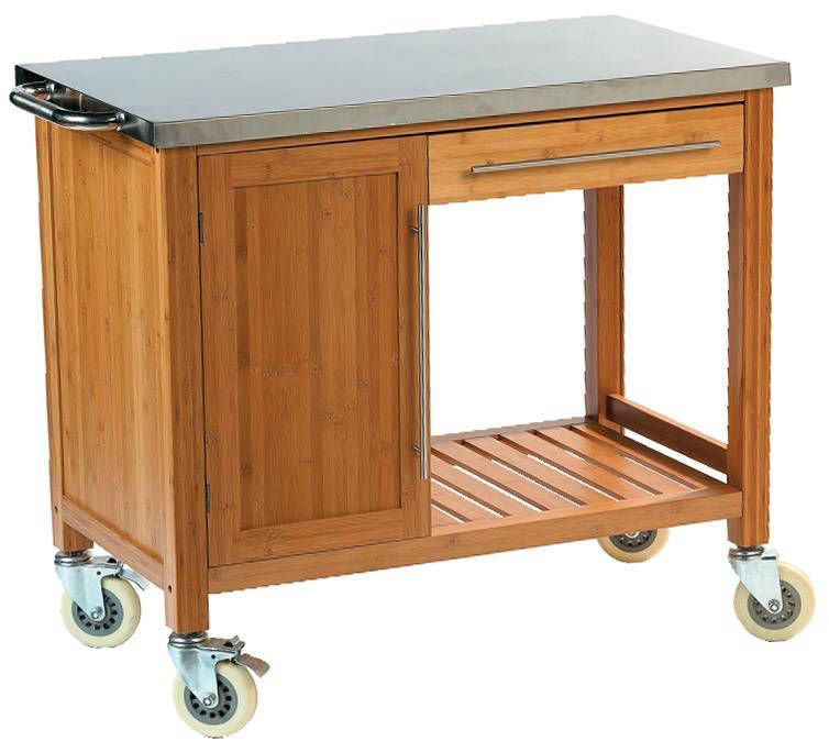 Chariot Plancha en Bambou et Inox 100x55x88cm by Dm creation