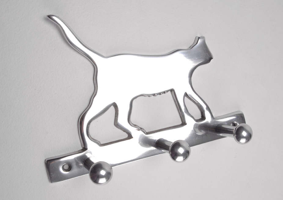Porte manteaux Chrom� Chat 20,2x15x5,5cm