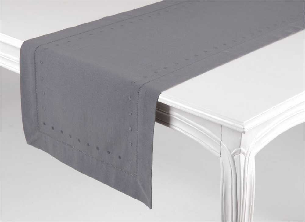 CHEMIN DE TABLE ANTHRACITE 100% COTON
