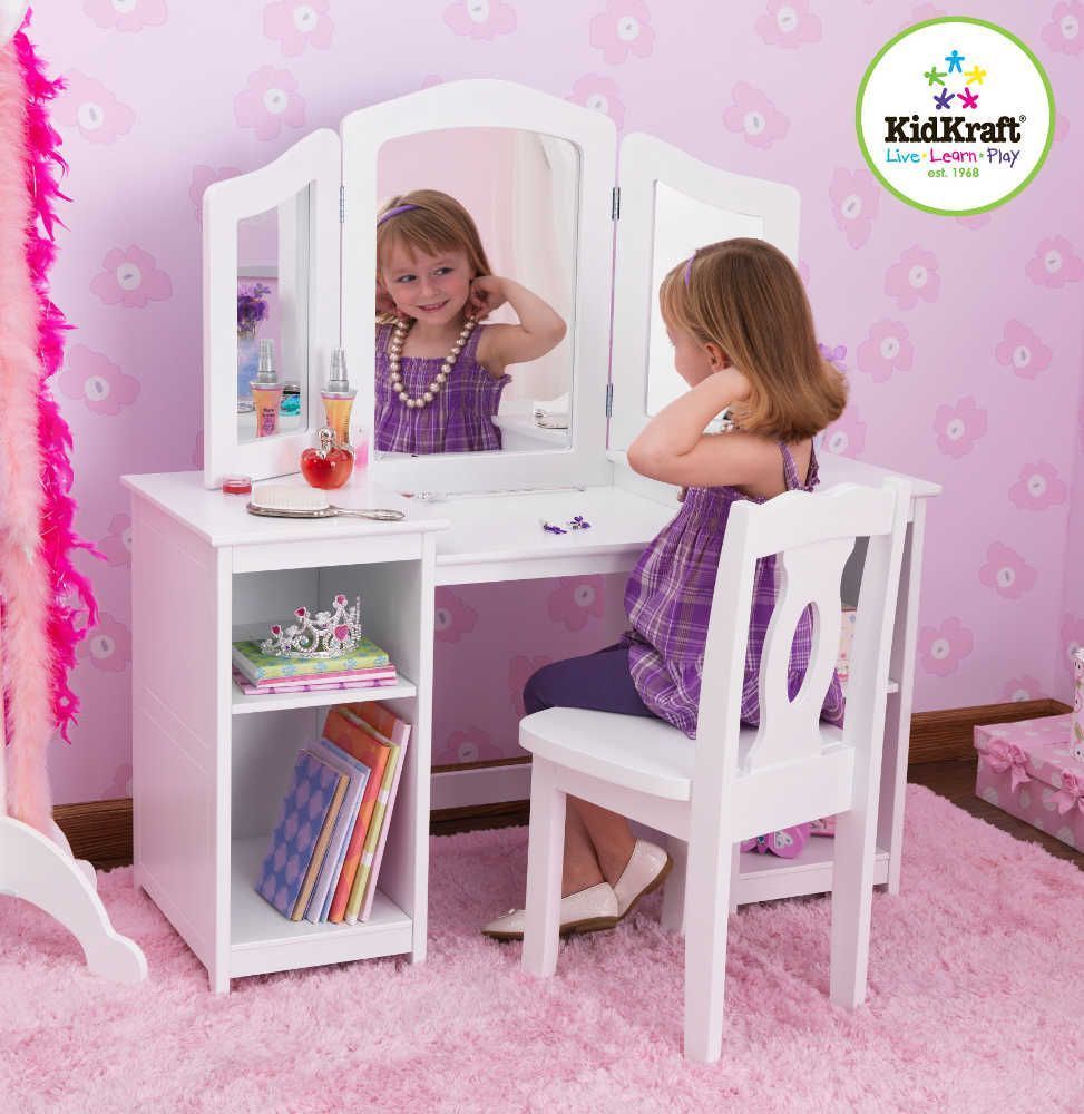 Coiffeuse pour enfant avec Chaise et Triple miroir