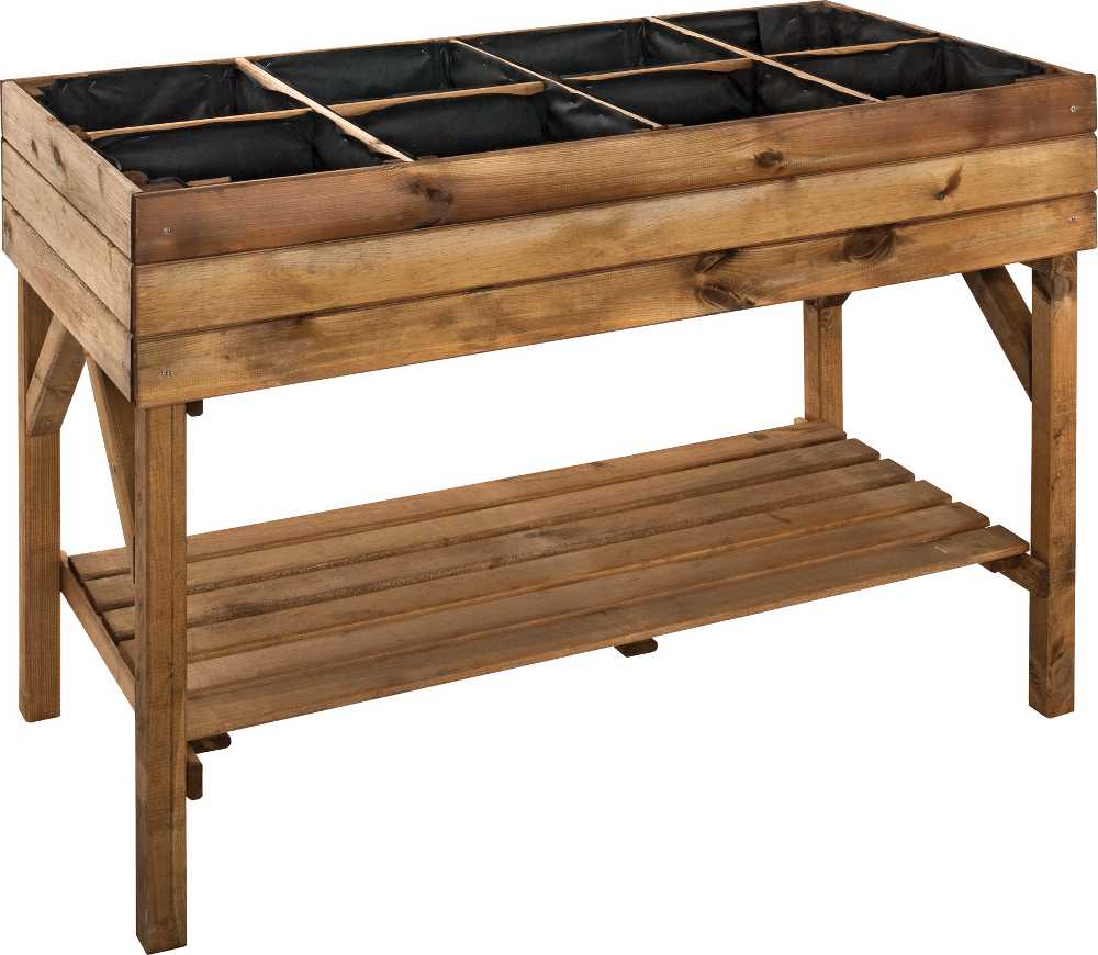 Potager sur�lev� 8 carr�s en pin teint� marron by Jardipolys