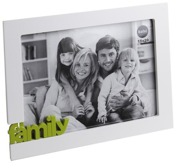 Cadre photo Family Blanc et Vert  25x20cm