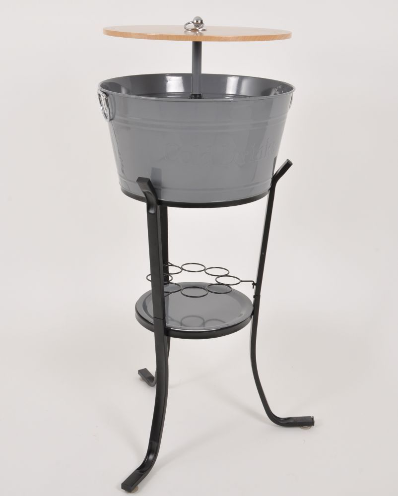 Table cocktail design Grise en M�tal et Bois 112x46cm by Veranova