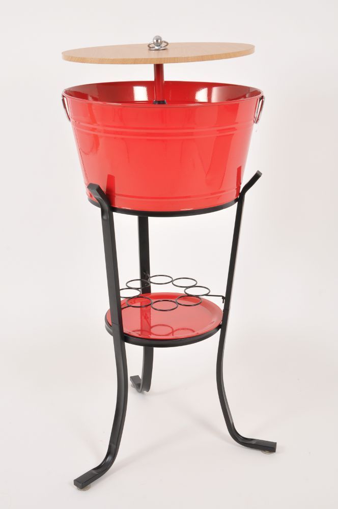 Table cocktail design Rouge en M�tal et Bois 112x46cm by Veranova