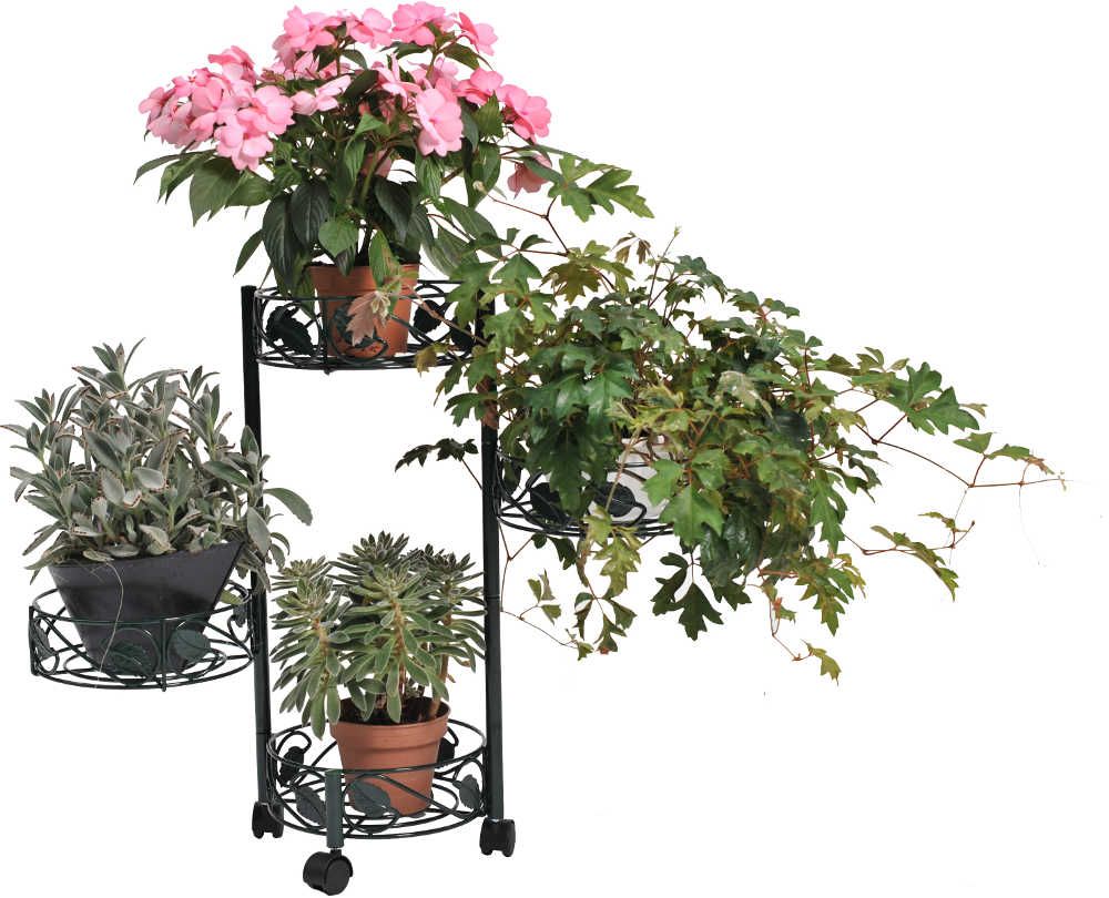 Support 4 plantes en Acier avec roulettes