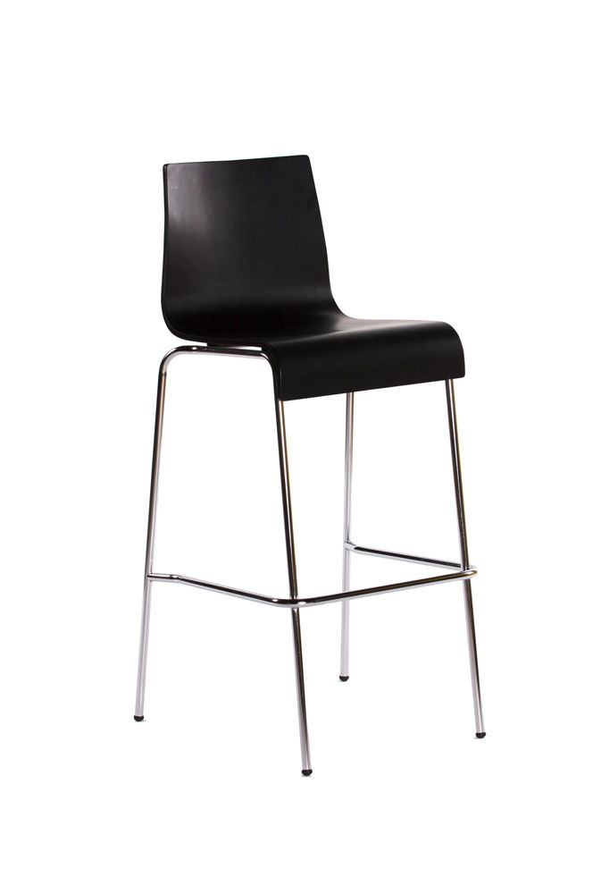Tabouret de bar en M�tal chrom� et Bois Noir 39x37x104cm by Kokoon design