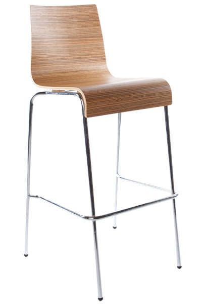 Tabouret de bar en M�tal chrom� et Bois Zebrano 39x37x104cm by Kokoon design