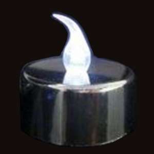 12 BOUGIES LED CHAUFFE PLAT ARGENTEES BLANCHES