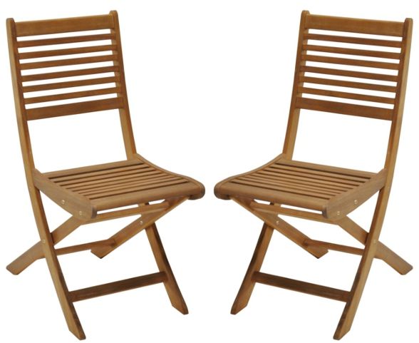 Chaise pliante look teck (lot de 2)