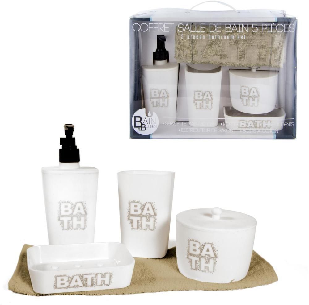 Coffret 5 accessoires salle de bain bath