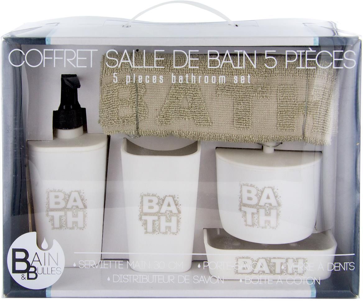 Coffret 5 accessoires salle de bain bath