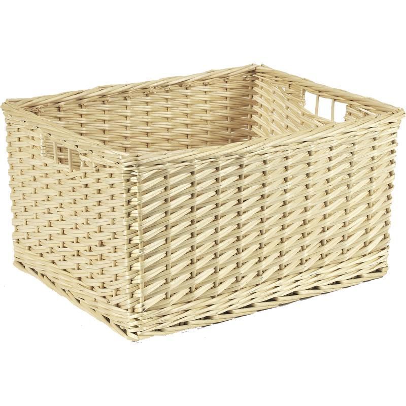 Corbeille de rangement en osier blanc