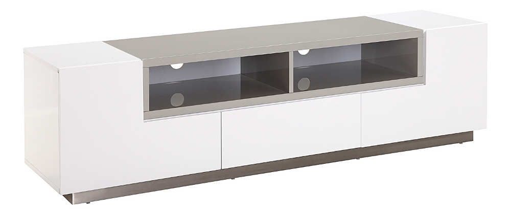 Meuble Tele Blanc Gris : Meuble Tele Enora Laque Blanc Et Gris 180x45x49cm Meuble Tele Enora Meuble Tele Blanc Gris : Meuble Tele Enora Laque Blanc Et Gris 180x45x49cm Meuble Tele Enora