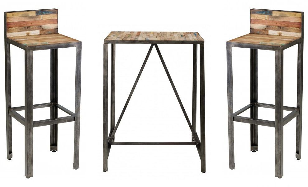 Ensemble bar Besi table tabourets blanc