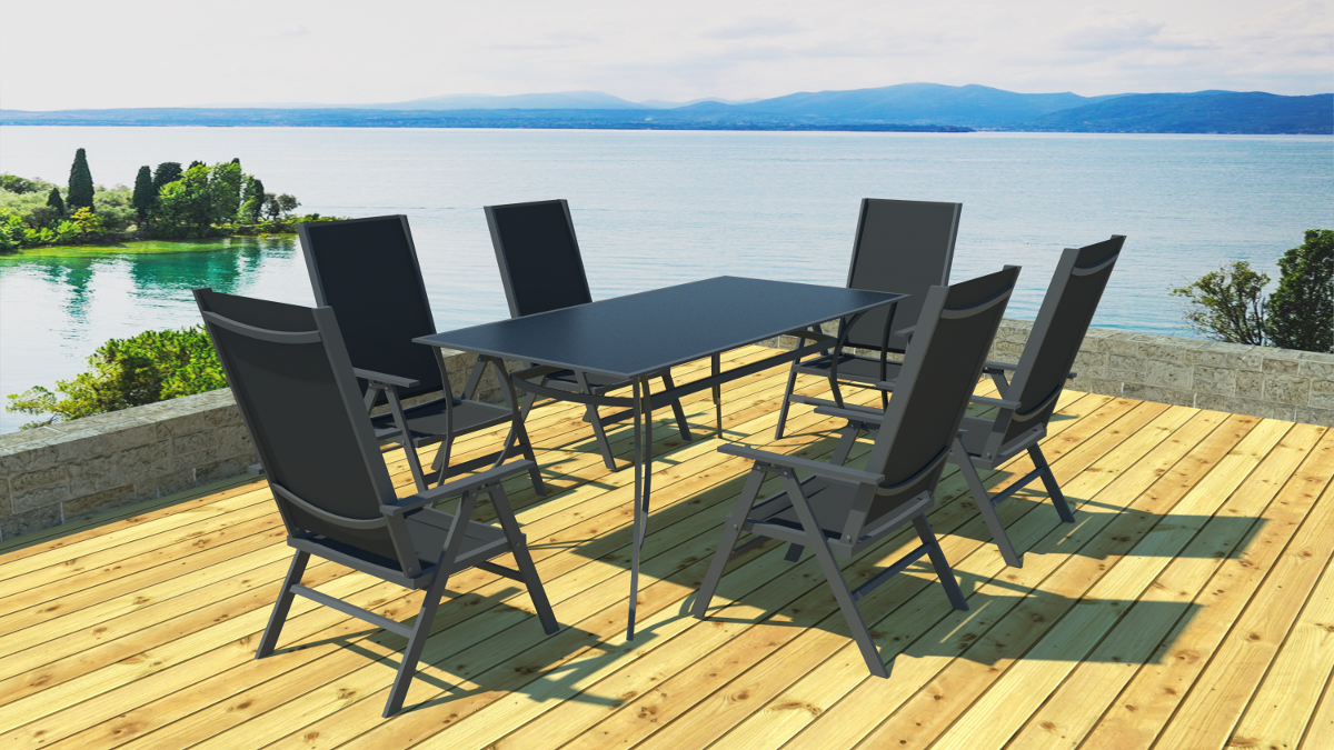 Ensemble jardin aluminium gris noir