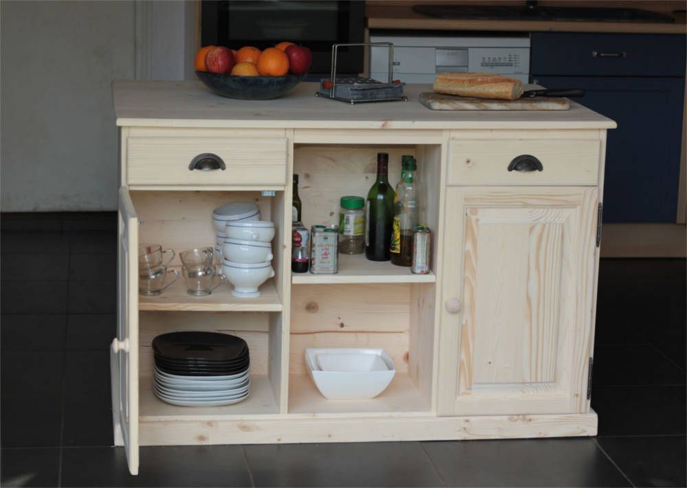 Ilot de cuisine Double face 4 Portes 4 Tiroirs 4 Niches en Bois brut ~ Porte De Cuisine En Bois Brut Ilot de cuisine Double face 4 Portes 4 Tiroirs 4 Niches en Bois brut ~ Porte De Cuisine En Bois Brut