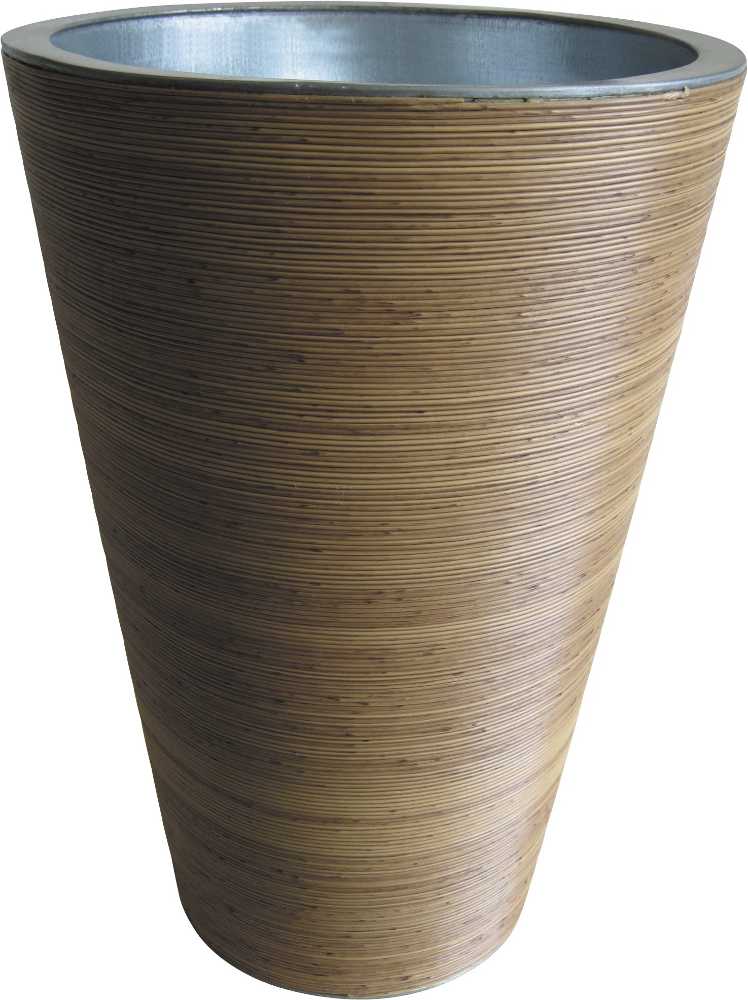 Vase rond 48cm en Rotin et Zinc