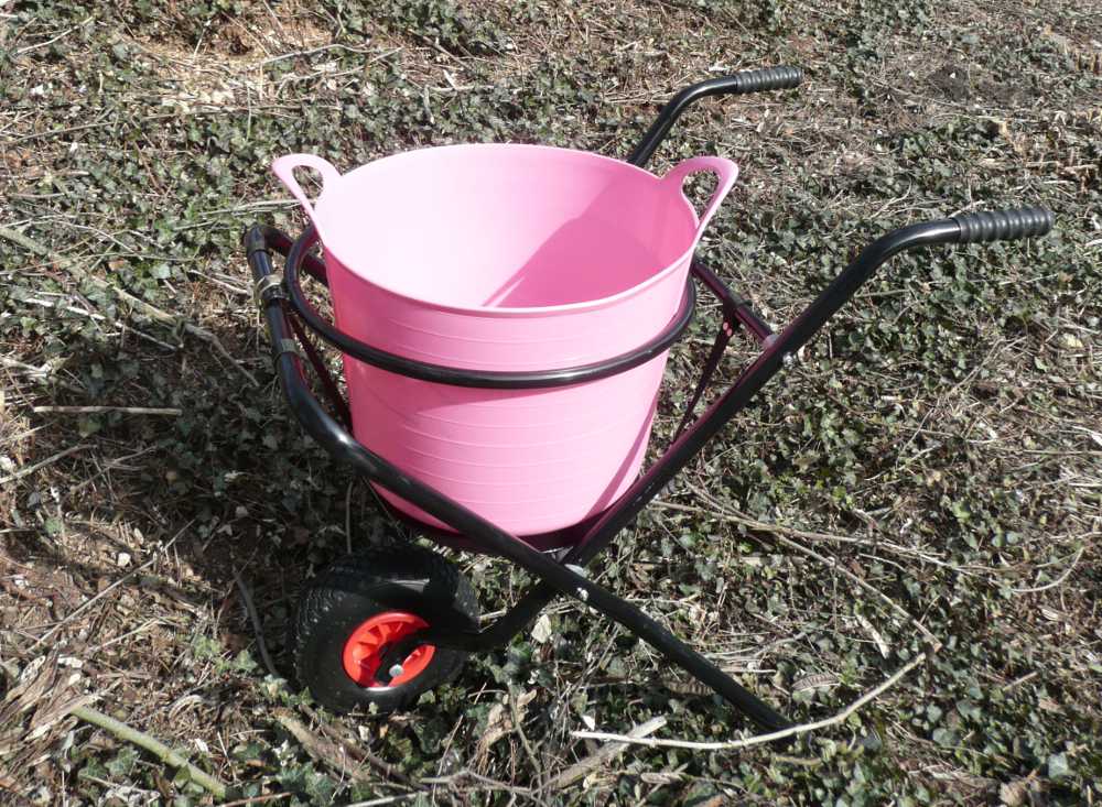 Brouette pliable Noire avec Bac souple Rose