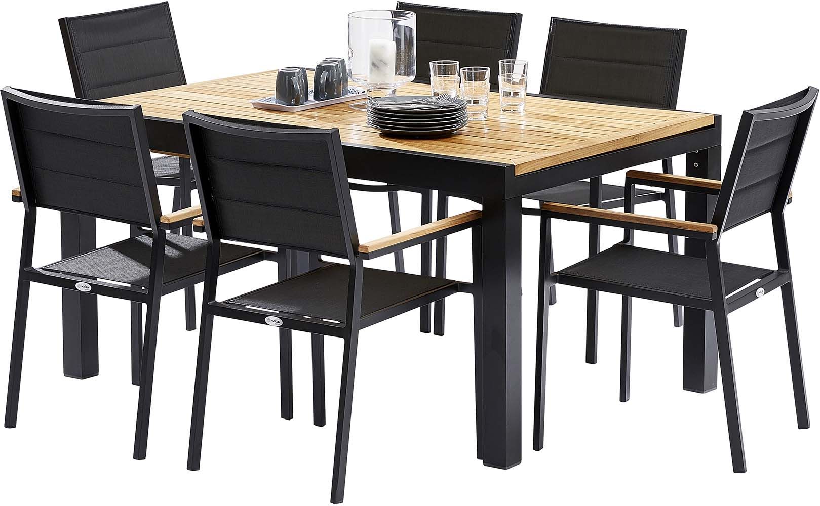 Table chaises jardin moderne Bali blanc