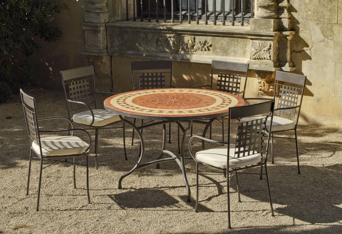 Table de jardin ronde et fauteuils Lorny Vigo