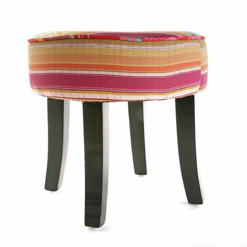 Tabouret rond patchwork bohème Créatif rideaux Boheme