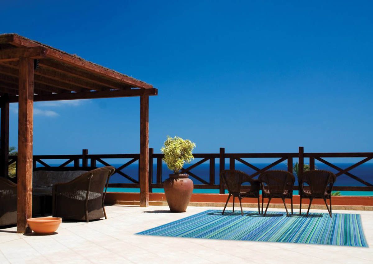 Tapis intérieur extérieur cancun turquoise et vert